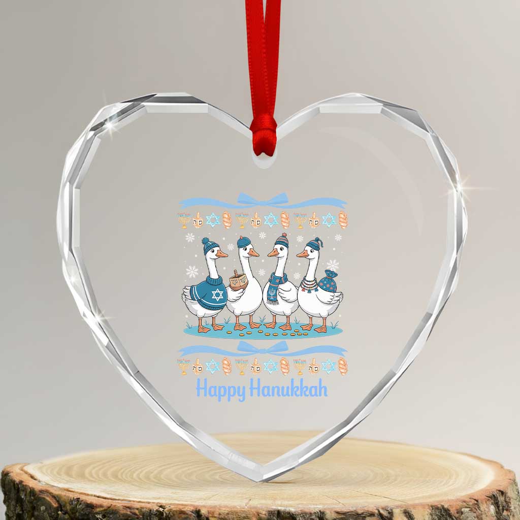 Happy Hanukkah Heart Crystal Glass Ornament Funny Silly Goose Chanukah TS14 Transparent Glass 3'' Heart Print Your Wear