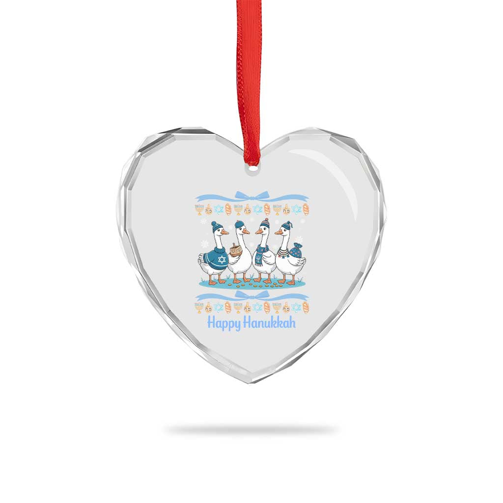Happy Hanukkah Heart Crystal Glass Ornament Funny Silly Goose Chanukah TS14 Print Your Wear