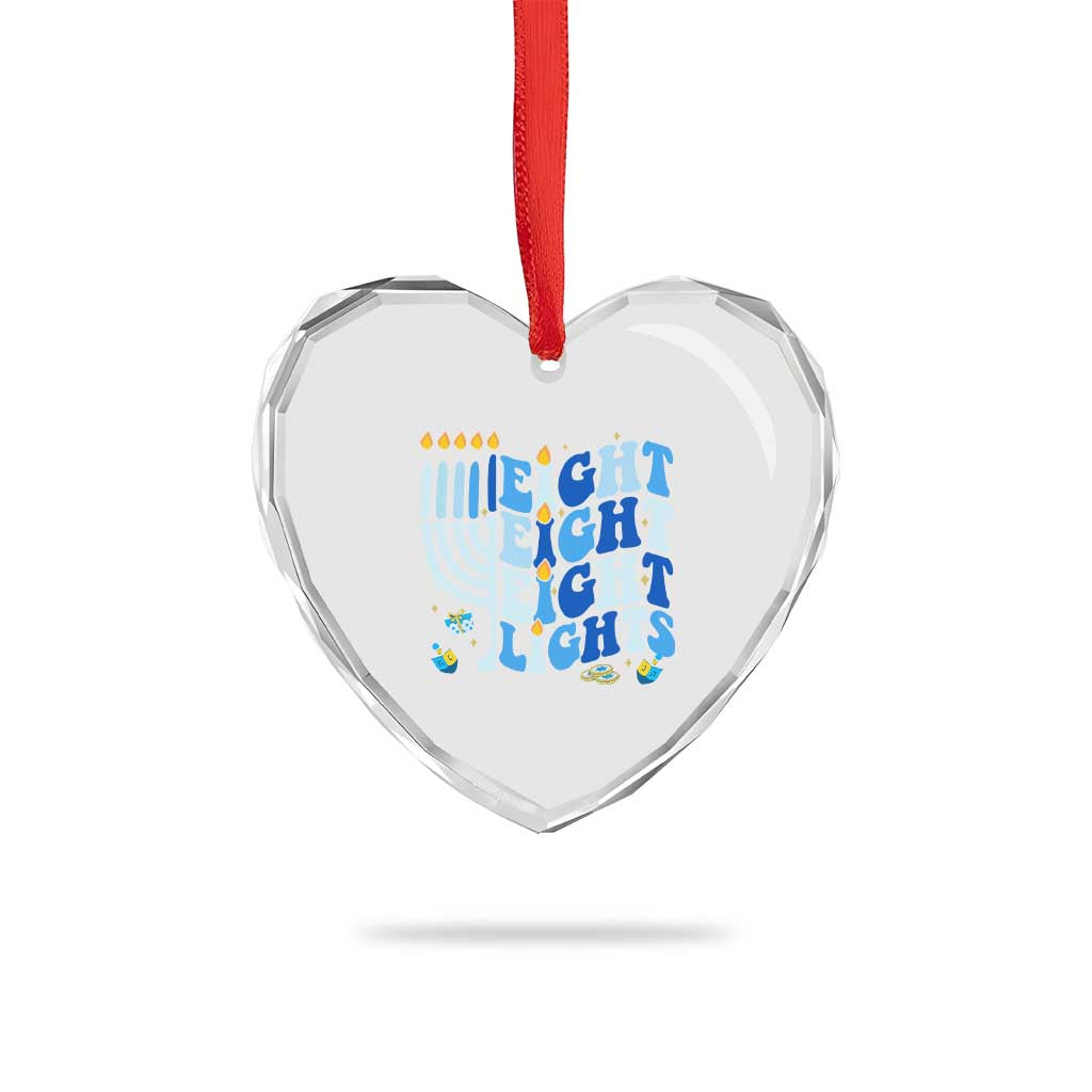 Happy Hanukkah Heart Crystal Glass Ornament Retro Groovy Eight Nights and Eight Lights TS10 Print Your Wear