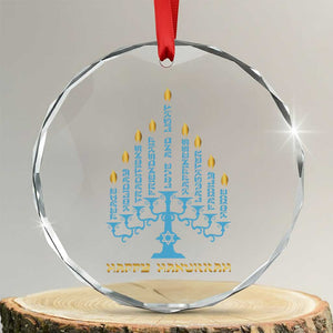 Happy Hanukkah Menorah Chanukah Jewish Holiday Crystal Glass Ornament TS11 Transparent Glass 3'' Circle Print Your Wear