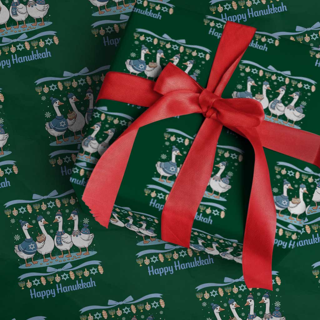 Happy Hanukkah Wrapping Paper Roll Funny Silly Goose Chanukah TS14 Green Print Your Wear