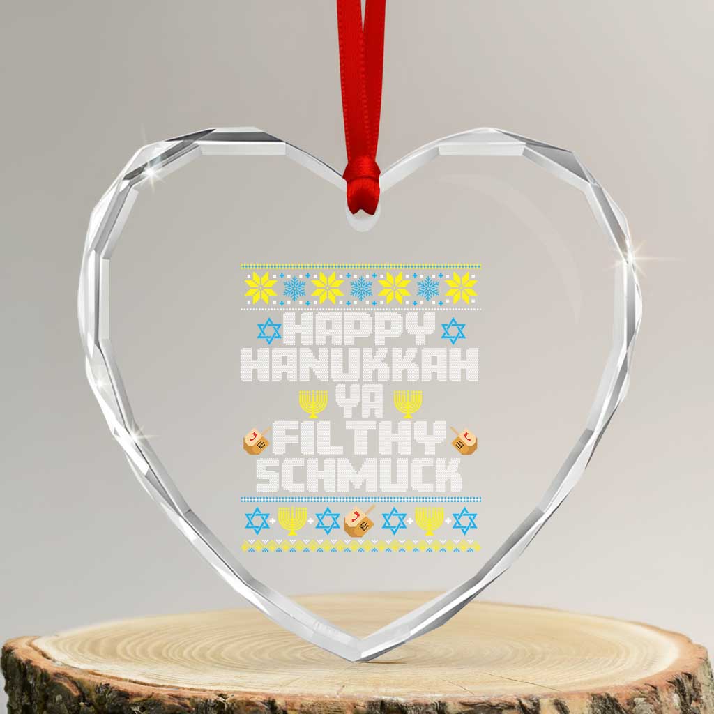 Happy Hanukkah Ya Fithy Schmuck Heart Crystal Glass Ornament Funny Hanukkah Christmas Movie TS11 Transparent Glass 3'' Heart Print Your Wear