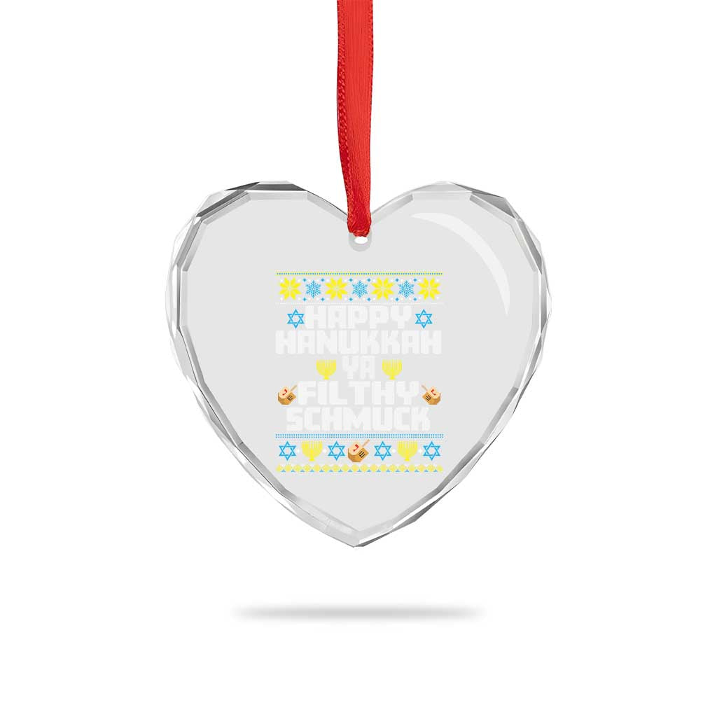 Happy Hanukkah Ya Fithy Schmuck Heart Crystal Glass Ornament Funny Hanukkah Christmas Movie TS11 Print Your Wear