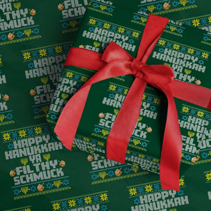 Happy Hanukkah Ya Fithy Schmuck Wrapping Paper Roll Funny Hanukkah Christmas Movie TS11 Green Print Your Wear