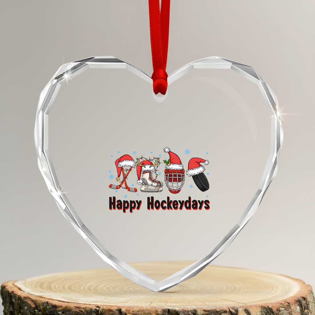 Happy Hockeydays Heart Crystal Glass Ornament Funny Christmas Ice Hockey Gift TS12 Transparent Glass 3'' Heart Print Your Wear