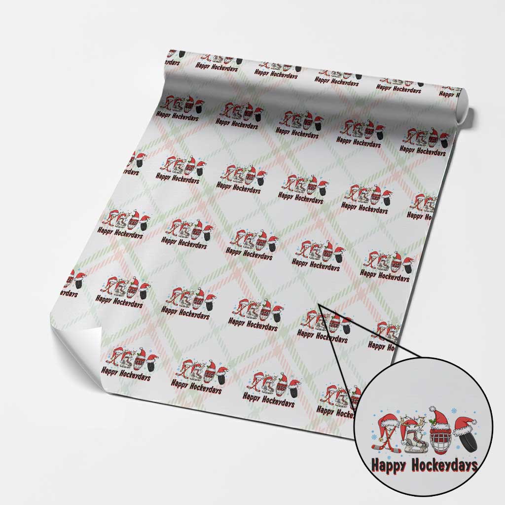 Happy Hockeydays Wrapping Paper Roll Funny Christmas Ice Hockey Gift TS12 Christmas Plaid Print Your Wear