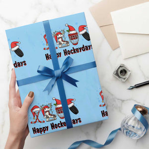 Happy Hockeydays Wrapping Paper Roll Funny Christmas Ice Hockey Gift TS12 Light Blue Print Your Wear