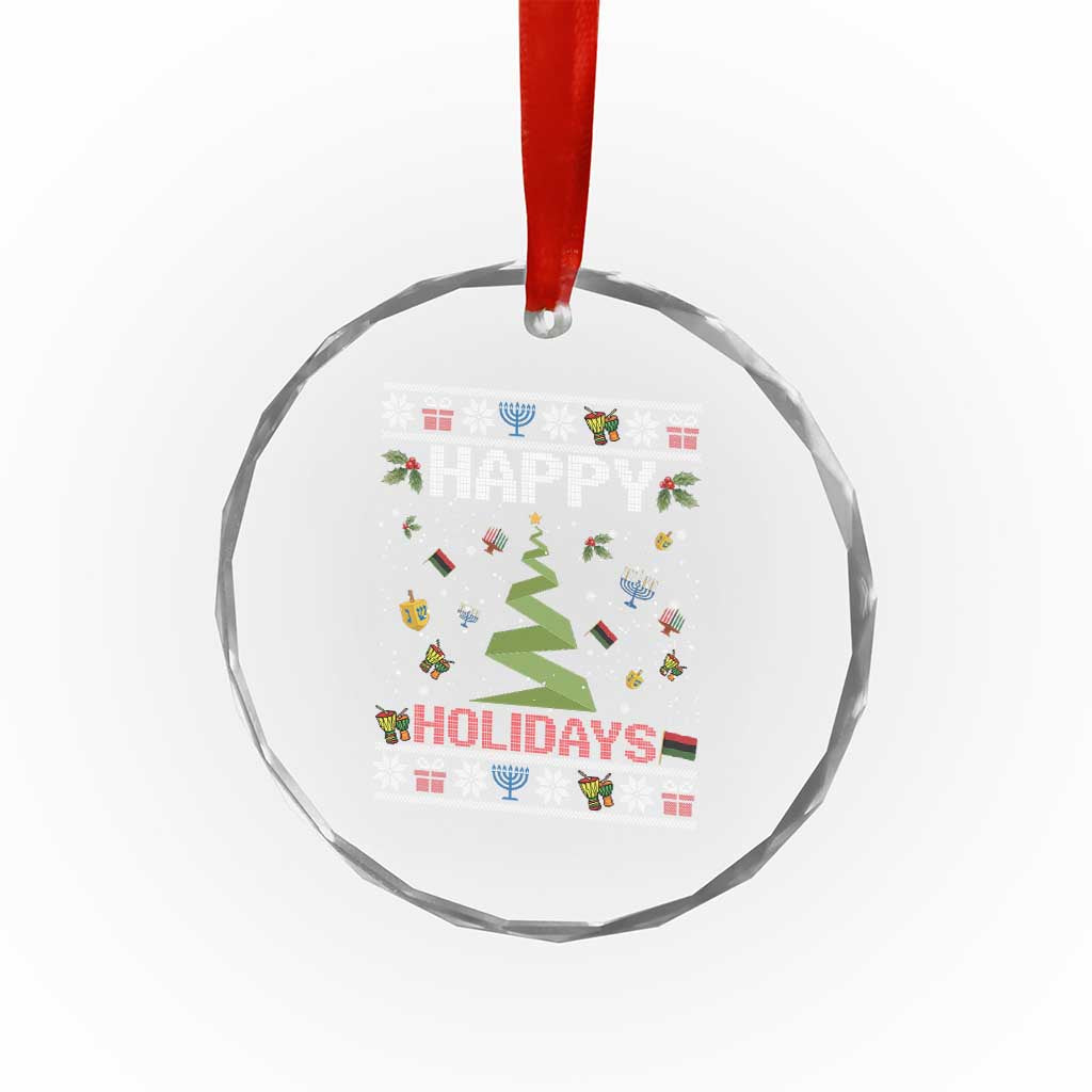 Happy Holidays For All Christmas Hanukkah Kwanzaa Gift Crystal Glass Ornament TS12 Print Your Wear