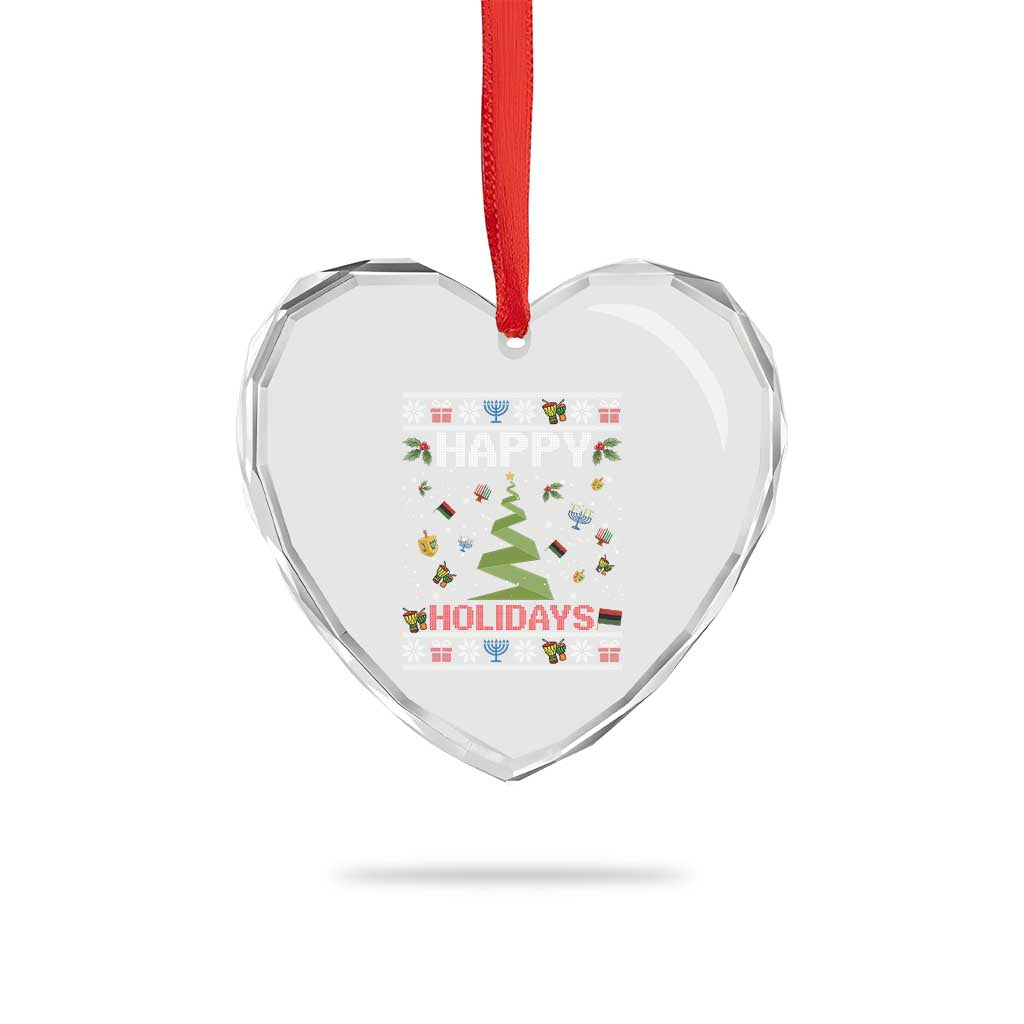 Happy Holidays For All Christmas Hanukkah Kwanzaa Gift Heart Crystal Glass Ornament TS12 Print Your Wear