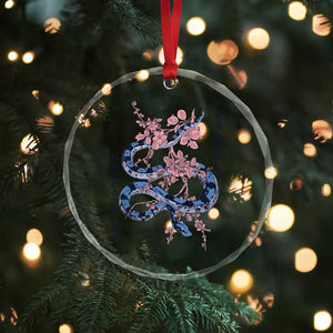 Happy Japanese New Year 2025 Crystal Glass Ornament Year Of The Snake Sakura Cherry Blossom - Print Your Wear