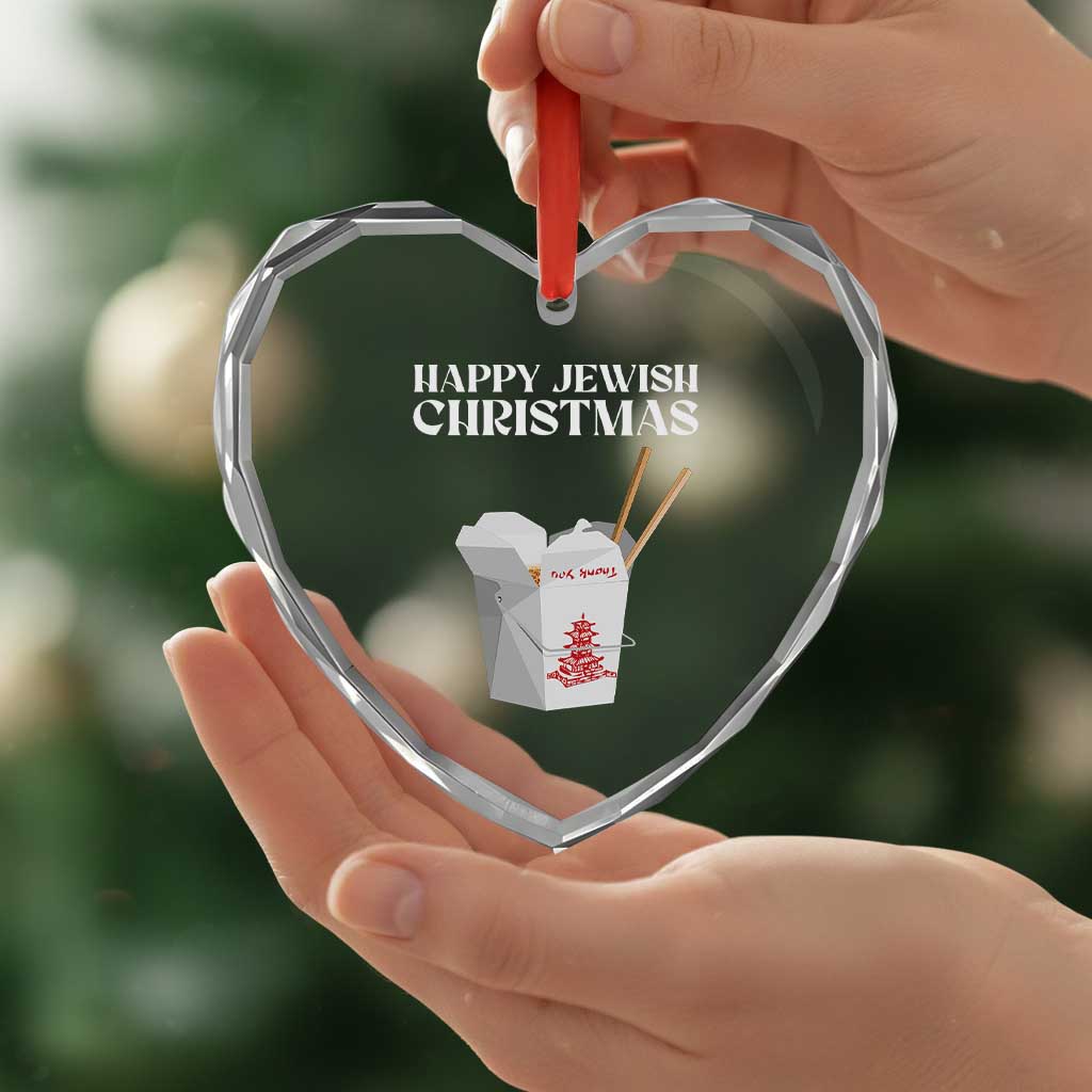 Happy Jewish Christmas Heart Crystal Glass Ornament Chinese Noodle Asian Take Out TS11 Print Your Wear
