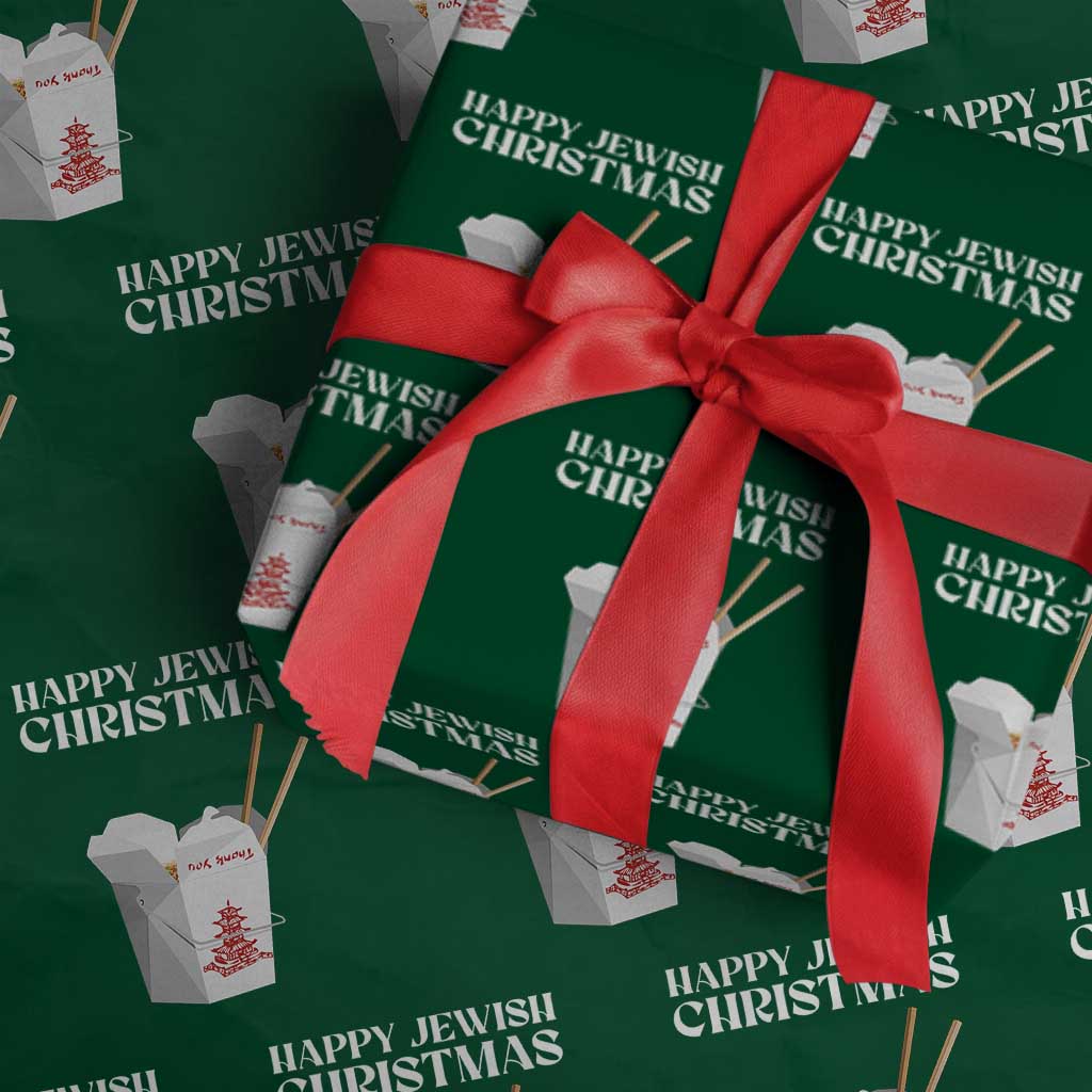 Happy Jewish Christmas Wrapping Paper Roll Chinese Noodle Asian Take Out TS11 Green Print Your Wear