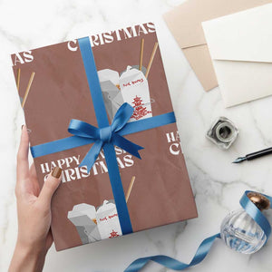 Happy Jewish Christmas Wrapping Paper Roll Chinese Noodle Asian Take Out TS11 Mocha Print Your Wear