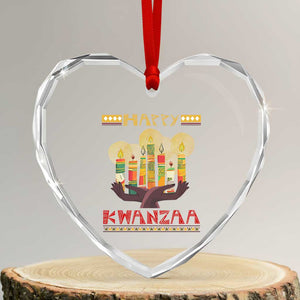 Happy Kwanzaa African American Xmas Heart Crystal Glass Ornament TS09 Transparent Glass 3'' Heart Print Your Wear