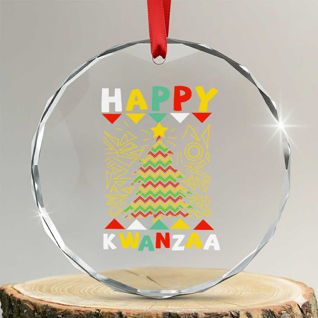 Happy Kwanzaa Christmas Crystal Glass Ornament African American Holiday Christmas Tree TS10 Transparent Glass 3'' Circle Print Your Wear