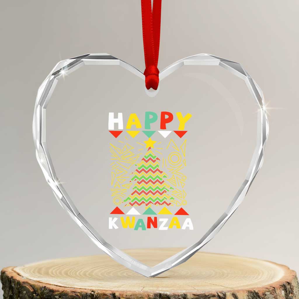 Happy Kwanzaa Christmas Heart Crystal Glass Ornament African American Holiday Christmas Tree TS10 Transparent Glass 3'' Heart Print Your Wear