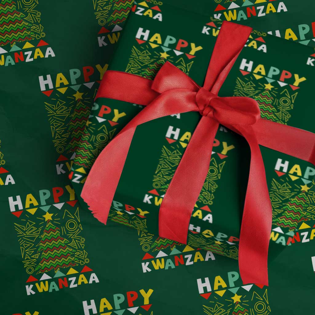 Happy Kwanzaa Christmas Wrapping Paper Roll African American Holiday Christmas Tree TS10 Green Print Your Wear