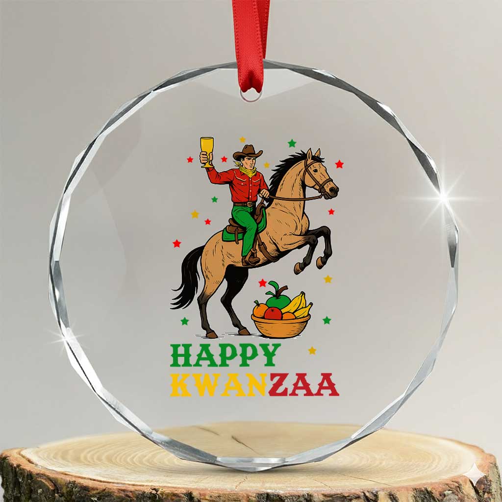 Happy Kwanzaa Cowboy Crystal Glass Ornament Funny African Holiday Gift TS12 Transparent Glass 3'' Circle Print Your Wear