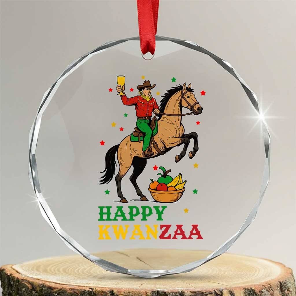 Happy Kwanzaa Cowboy Crystal Glass Ornament Funny African Holiday Gift - Print Your Wear