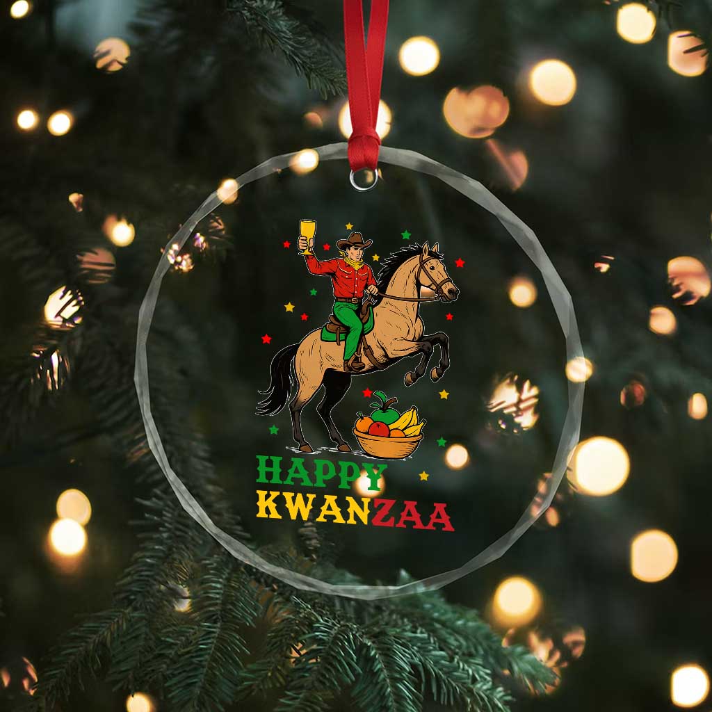 Happy Kwanzaa Cowboy Crystal Glass Ornament Funny African Holiday Gift - Print Your Wear