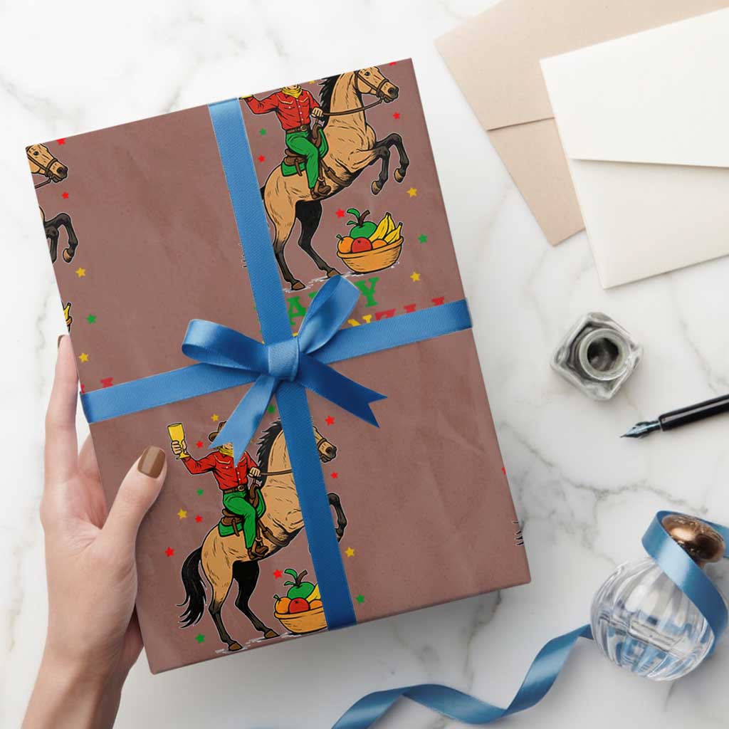 Happy Kwanzaa Cowboy Wrapping Paper Roll Funny African Holiday Gift - Print Your Wear