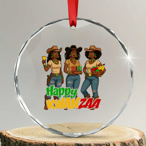 Happy Kwanzaa Cowgirl Crystal Glass Ornament Festival Of Lights African Heritage Gift TS12 Transparent Glass 3'' Circle Print Your Wear