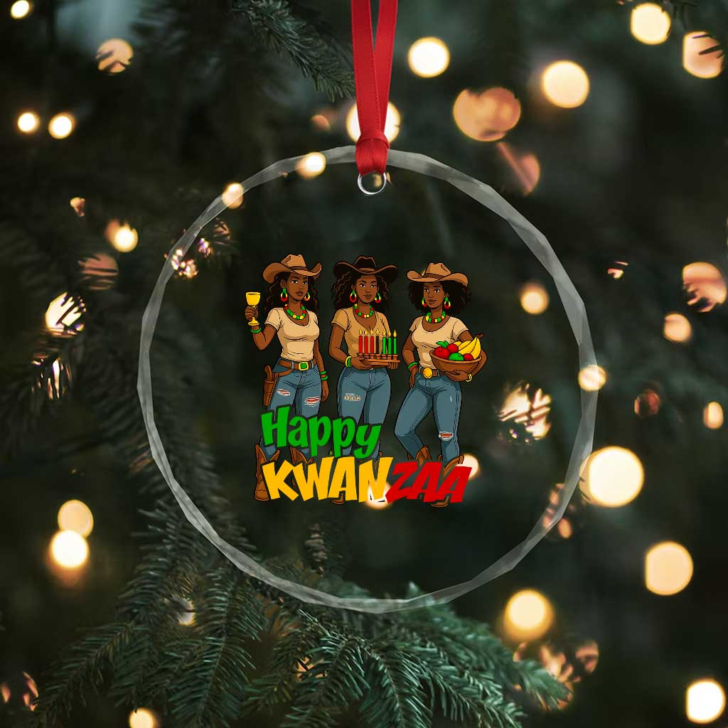 Happy Kwanzaa Cowgirl Crystal Glass Ornament Festival Of Lights African Heritage Gift TS12 Print Your Wear