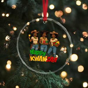 Happy Kwanzaa Cowgirl Crystal Glass Ornament Festival Of Lights African Heritage Gift - Print Your Wear