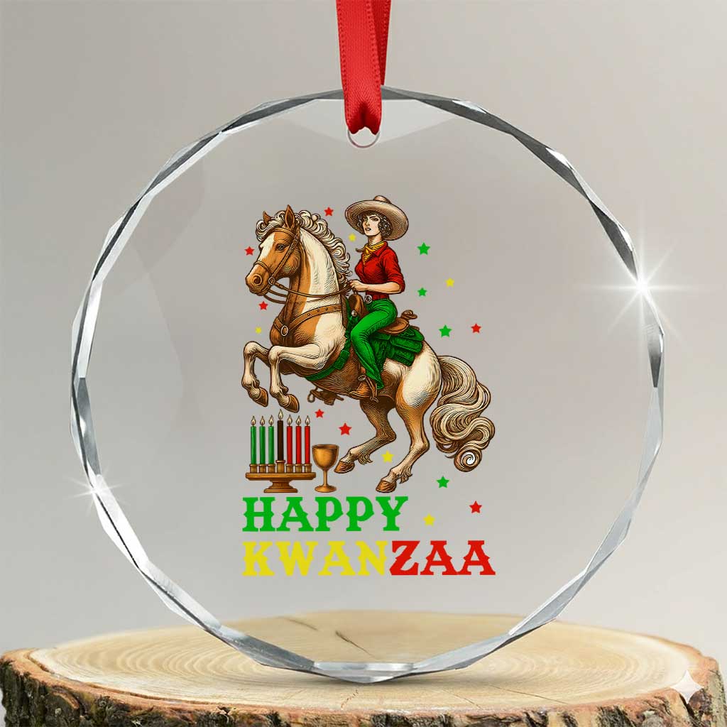Happy Kwanzaa Cowgirl Crystal Glass Ornament Funny African American Festival Gift TS12 Transparent Glass 3'' Circle Print Your Wear