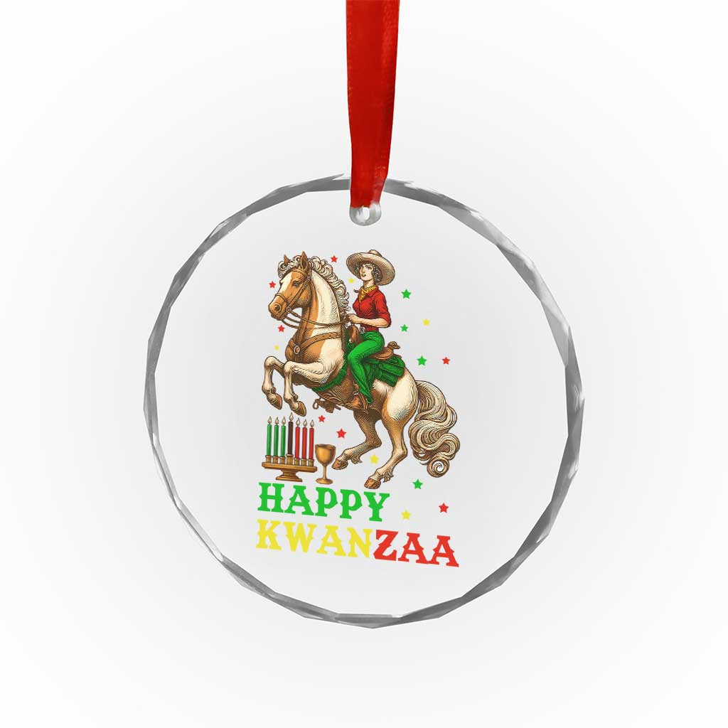 Happy Kwanzaa Cowgirl Crystal Glass Ornament Funny African American Festival Gift - Print Your Wear