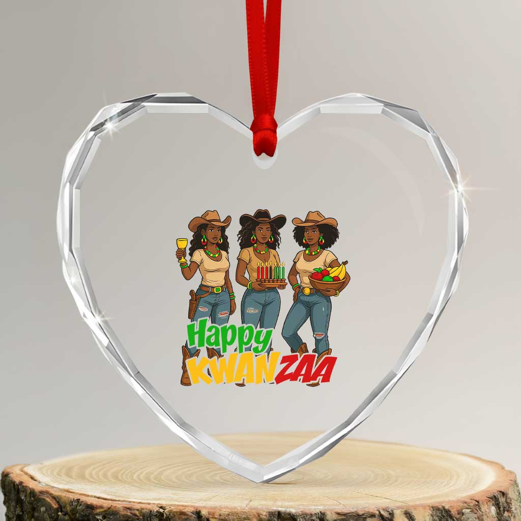 Happy Kwanzaa Cowgirl Heart Crystal Glass Ornament Festival Of Lights African Heritage Gift TS12 Transparent Glass 3'' Heart Print Your Wear