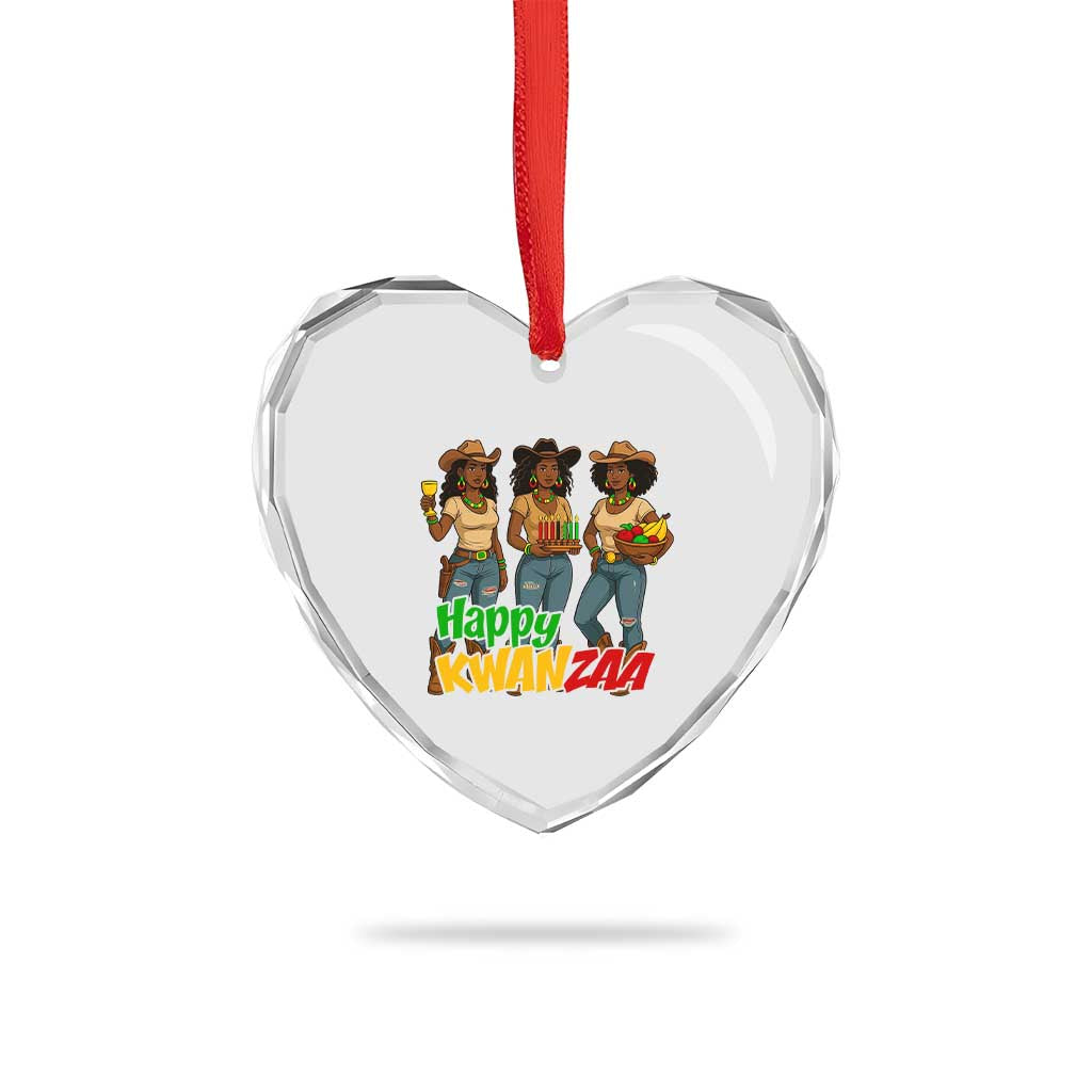 Happy Kwanzaa Cowgirl Heart Crystal Glass Ornament Festival Of Lights African Heritage Gift TS12 Print Your Wear
