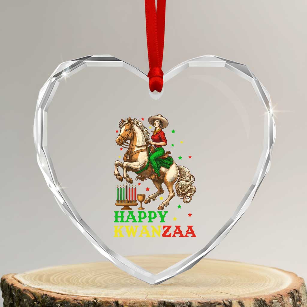 Happy Kwanzaa Cowgirl Heart Crystal Glass Ornament Funny African American Festival Gift TS12 Transparent Glass 3'' Heart Print Your Wear