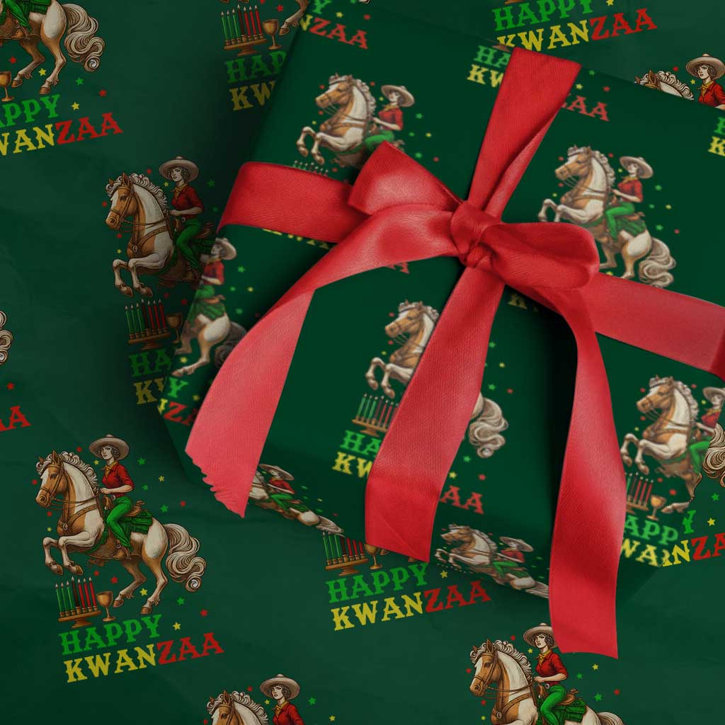Happy Kwanzaa Cowgirl Wrapping Paper Roll Funny African American Festival Gift TS12 Green Print Your Wear