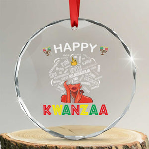 Happy Kwanzaa Crystal Glass Ornament African American Afro Queen Nguzo Saba TS10 Transparent Glass 3'' Circle Print Your Wear