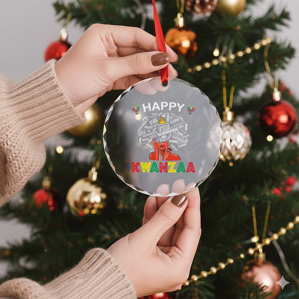 Happy Kwanzaa Crystal Glass Ornament African American Afro Queen Nguzo Saba TS10 Print Your Wear