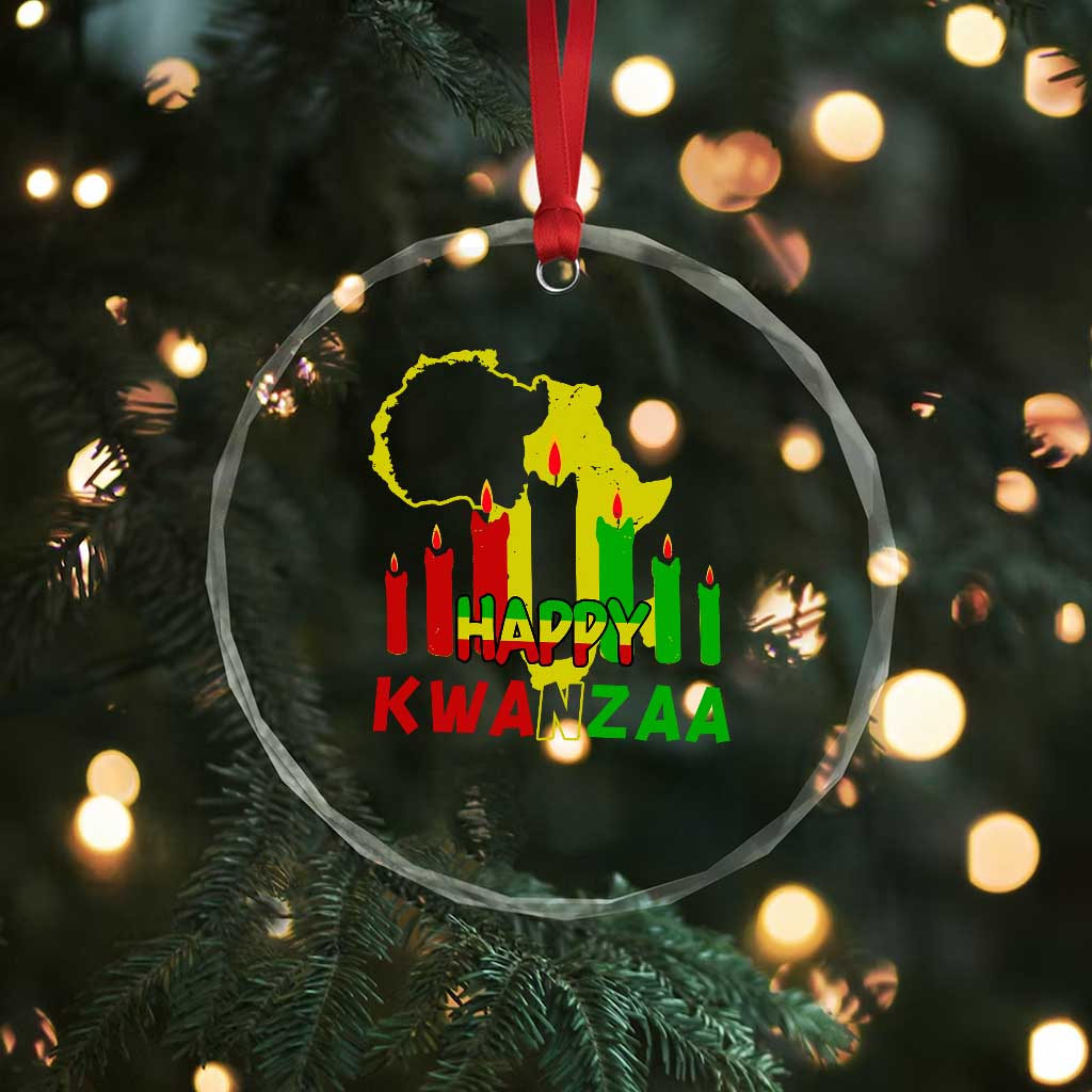 Happy Kwanzaa Crystal Glass Ornament Black Holiday African American Xmas Kinara Candle TS11 Print Your Wear