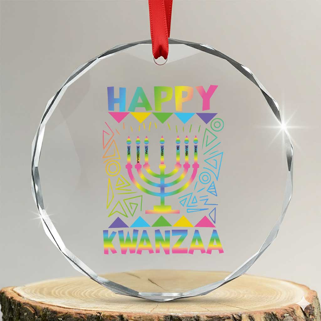 Happy Kwanzaa Crystal Glass Ornament Christmas African American Heritage Holiday Kinara Mazao TS10 Transparent Glass 3'' Circle Print Your Wear