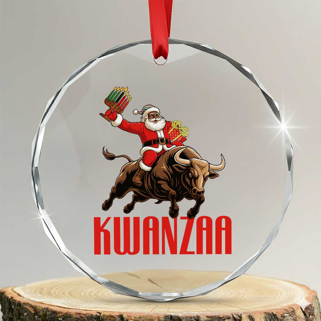 Happy Kwanzaa Crystal Glass Ornament Rodeo Black Santa African American Holiday Gift TS12 Transparent Glass 3'' Circle Print Your Wear