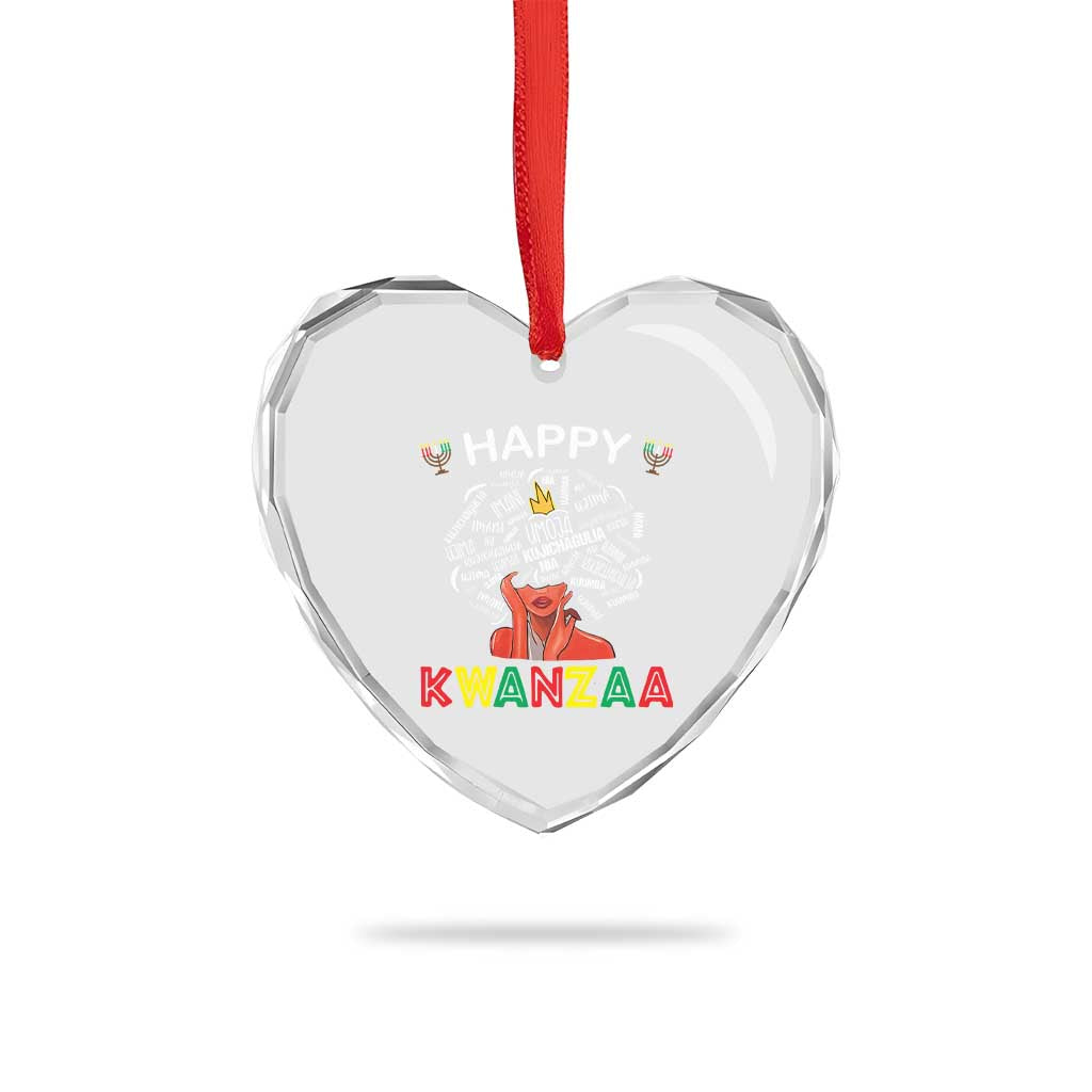 Happy Kwanzaa Heart Crystal Glass Ornament African American Afro Queen Nguzo Saba TS10 Print Your Wear