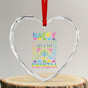 Happy Kwanzaa Heart Crystal Glass Ornament Christmas African American Heritage Holiday Kinara Mazao TS10 Transparent Glass 3'' Heart Print Your Wear