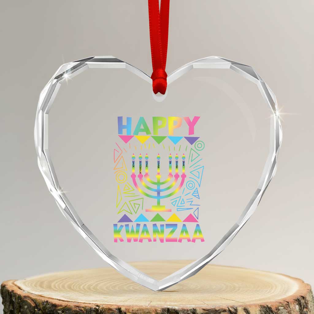 Happy Kwanzaa Heart Crystal Glass Ornament Christmas African American Heritage Holiday Kinara Mazao TS10 Transparent Glass 3'' Heart Print Your Wear