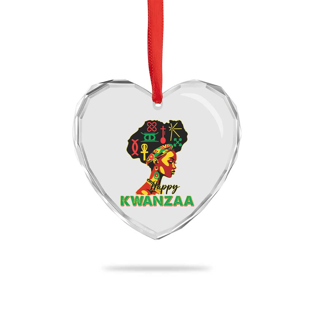 Happy Kwanzaa Heart Crystal Glass Ornament Nguzo Saba Symbols The 7 Principles Of Kwanzaa TS11 Print Your Wear