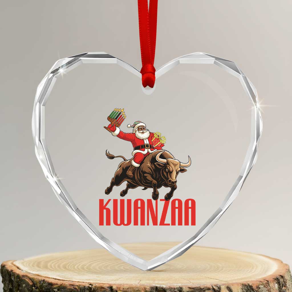 Happy Kwanzaa Heart Crystal Glass Ornament Rodeo Black Santa African American Holiday Gift TS12 Transparent Glass 3'' Heart Print Your Wear