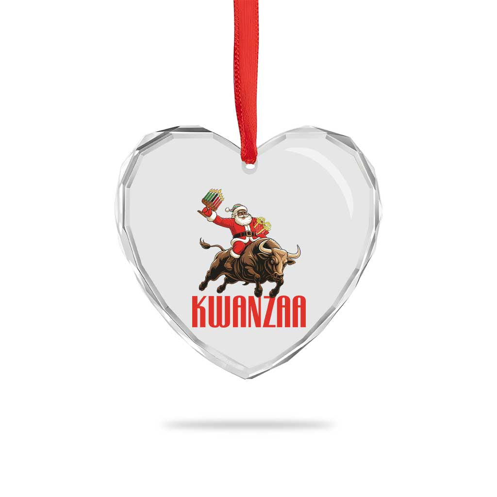 Happy Kwanzaa Heart Crystal Glass Ornament Rodeo Black Santa African American Holiday Gift TS12 Print Your Wear