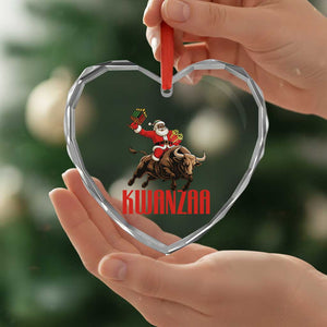 Happy Kwanzaa Heart Crystal Glass Ornament Rodeo Black Santa African American Holiday Gift TS12 Print Your Wear
