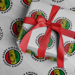 Happy Kwanzaa King Lion Of Africa Heritage Gift Wrapping Paper Roll TS12 White Print Your Wear