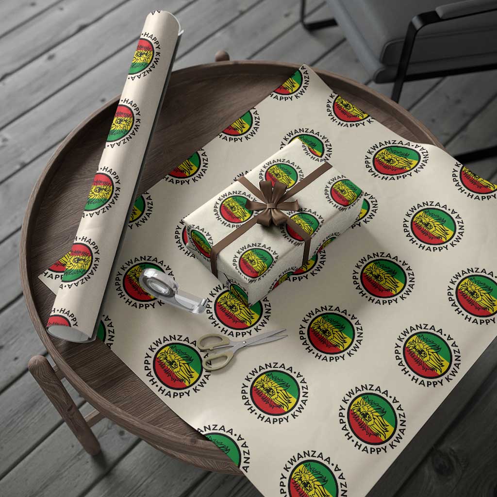 Happy Kwanzaa King Lion Of Africa Heritage Gift Wrapping Paper Roll TS12 Beige Print Your Wear