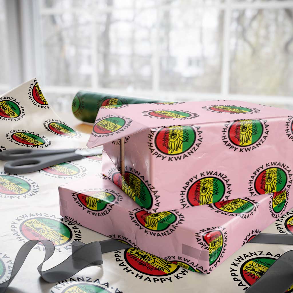 Happy Kwanzaa King Lion Of Africa Heritage Gift Wrapping Paper Roll TS12 Light Pink Print Your Wear