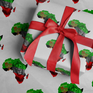 Happy Kwanzaa Lion Wrapping Paper Roll African Heritage Pride Gift For Men TS12 White Print Your Wear